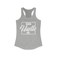 Load image into Gallery viewer, side hustle co  women&#39;s slim fit racerback grey tank top with knockout logo
