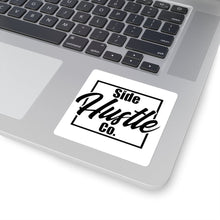 Load image into Gallery viewer, side hustle co stickers in 2&quot;, 3&quot;, and 4&quot; with knockout logo
