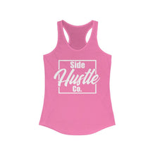 Load image into Gallery viewer, side hustle co women&#39;s slim  fit racerback pink tank top with knockout logo
