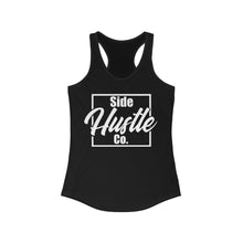 Load image into Gallery viewer, side hustle co women&#39;s slim fit racerback black tank top with knockout logo
