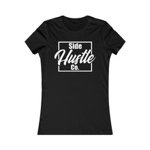 Load image into Gallery viewer, side hustle co women&#39;s slim fit black tee with knockout logo
