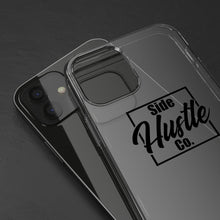 Load image into Gallery viewer, side hustle co clear iPhone cases  with black knockout logo
