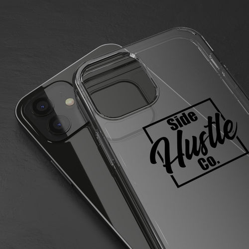 side hustle co clear iPhone cases  with black knockout logo