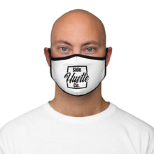 Load image into Gallery viewer, side hustle co white fitted polyester face mask with knockout logo
